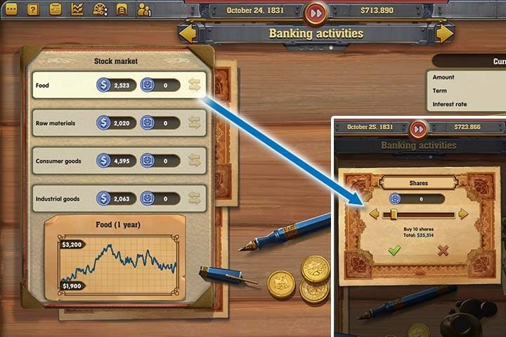 Consider shares as investment in a given sector of the economy - How to make money in Railway Empire? | Begginers Game Guide - Beginners Game Guide - Railway Empire Game Guide