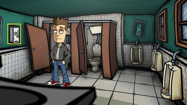 In the restroom use screwdriver with the vending machine and take some condoms - Get the partys accessories - Day 5 - Monday: Till the magnumatic do us part - Randals Monday - Game Guide and Walkthrough