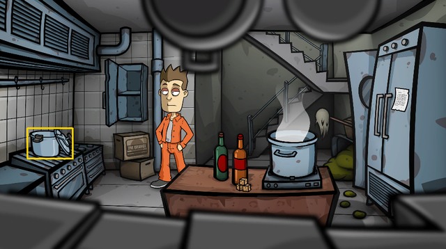 Take a pressure cooker and put into it (in the inventory) the successive ingredients: the soap (from The Hole), the fertilizer (from the garden box), the pink bismuth (from the guy on the yard), pile of matches (from the container in Randals cell) and cooking oil (from the kitchens pantry) - Make a bomb and escape from the prison - Day 6 - Monday: You smoke? No thanks Im trying to quit - Randals Monday - Game Guide and Walkthrough