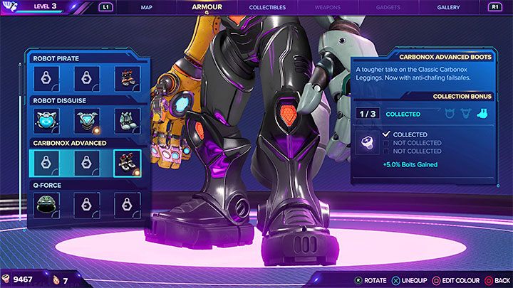 The boots are a reward for completing A Grunthor Named Sue round of the Bronze Cup - Ratchet & Clank Rift Apart: Scarstu Debris Field - collectibles, list, map - Secrets and Collectibles - Ratchet & Clank Rift Apart Guide