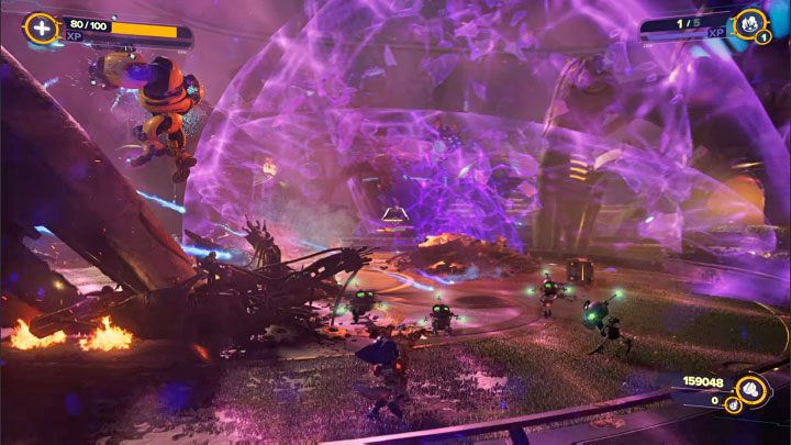 After Nefarious loses his entire health bar he will summon a large amount of reinforcements - Ratchet & Clank Rift Apart: Emperor Nefarious, the final boss - how to defeat him? - Bosses - Ratchet & Clank Rift Apart Guide