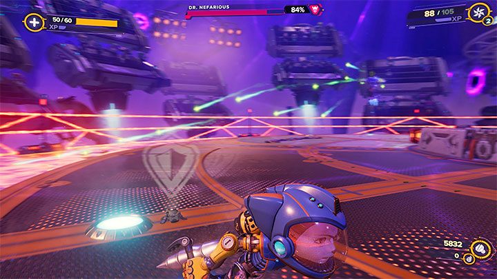 Nefarious will also shoot at you - Ratchet & Clank Rift Apart: Doctor Nefarious, return to the Arena - how to defeat the boss? - Bosses - Ratchet & Clank Rift Apart Guide