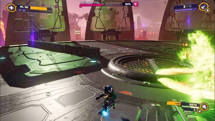 Nefarious' new attack will include bombarding the arena with green missiles - Ratchet & Clank Rift Apart: Doctor Nefarious, return to the Arena - how to defeat the boss? - Bosses - Ratchet & Clank Rift Apart Guide