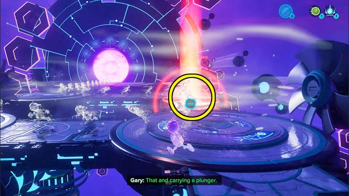 Set off towards the starting point and place the lift sphere in the slot marked in the picture, i - Ratchet & Clank Rift Apart: Repairing the anomaly and getting to the drill - walkthrough - Blizar Prime - Ratchet & Clank Rift Apart Guide