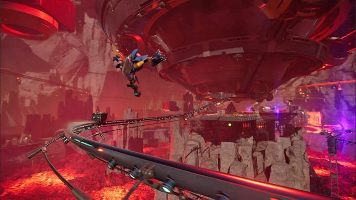 Jump over the last two train cars - Ratchet & Clank Rift Apart: Repairing the anomaly and getting to the drill - walkthrough - Blizar Prime - Ratchet & Clank Rift Apart Guide