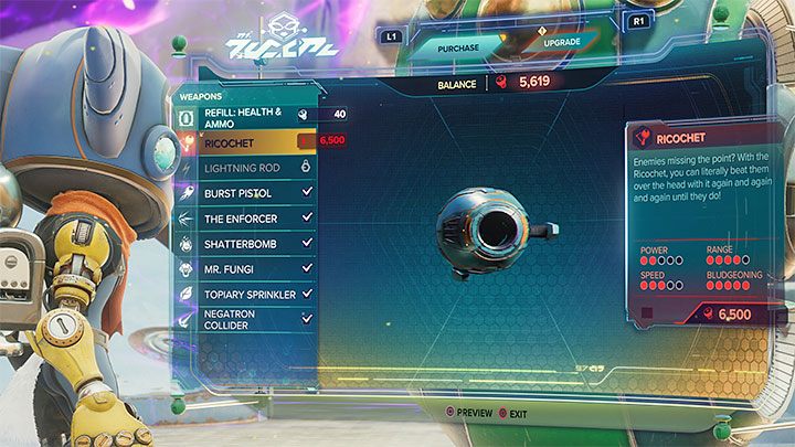Ricochet costs 6500 bolts - Ratchet & Clank Rift Apart: Weapons - List - Basics - Ratchet & Clank Rift Apart Guide