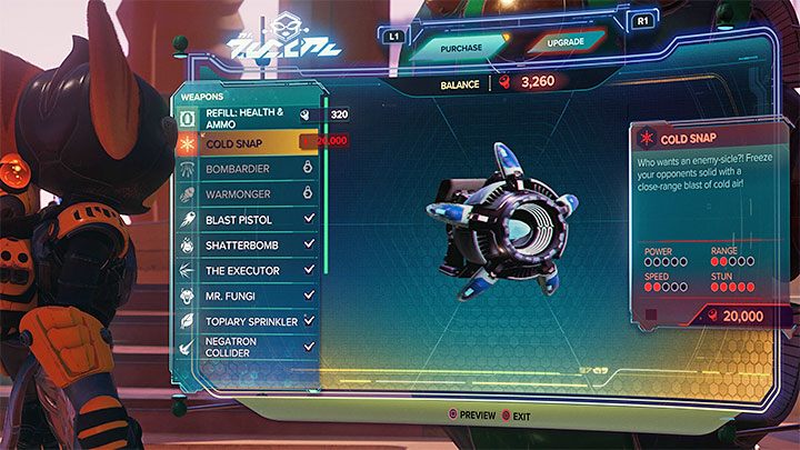 Cold Snap costs 20000 bolts - Ratchet & Clank Rift Apart: Weapons - List - Basics - Ratchet & Clank Rift Apart Guide