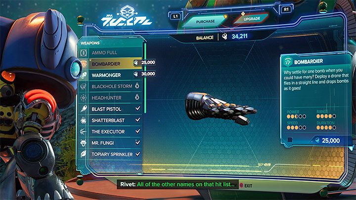 Bombardier costs 25,000 bolts - Ratchet & Clank Rift Apart: Weapons - List - Basics - Ratchet & Clank Rift Apart Guide