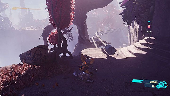 The last time you pull yourself to the gap, you will find yourself next to the rail shown in the picture - Ratchet & Clank Rift Apart: Gaining Lombax Lore - walkthrough, shrines - Savali - Ratchet & Clank Rift Apart Guide