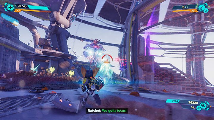 As soon as you step on the first platform of the mobile Archive, you will have to face Nefarious' machines - Ratchet & Clank Rift Apart: Accessing the Archives - walkthrough - Savali - Ratchet & Clank Rift Apart Guide