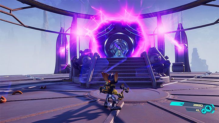 After winning the battle, reach the crank again to power the generator - Ratchet & Clank Rift Apart: Accessing the Archives - walkthrough - Savali - Ratchet & Clank Rift Apart Guide