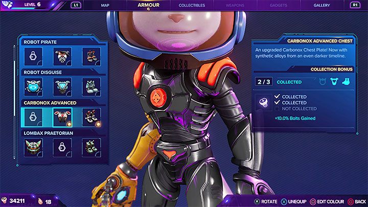 The reward for defeating Scolo is a Carbonox Chest - Ratchet & Clank Rift Apart: Scolo the Seekerpede, Scarstu Debris Field - Bosses - Ratchet & Clank Rift Apart Guide