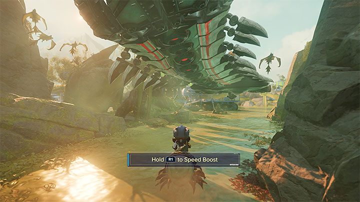 Before the actual duel with Seekerpede, you must start a boss chase using the Speetle - Ratchet & Clank Rift Apart: Seekerpede, Sargasso - how to beat the boss? - Bosses - Ratchet & Clank Rift Apart Guide