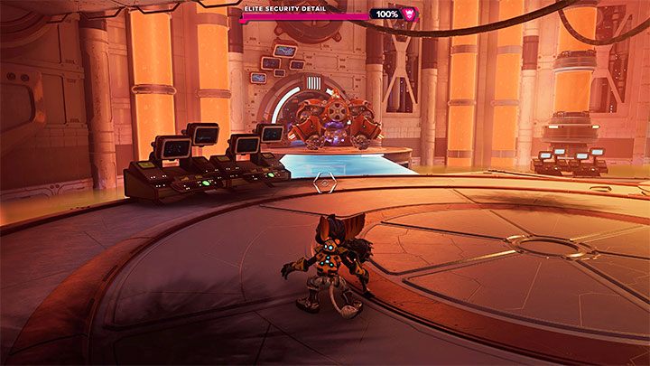 After Juice defeats all the enemies (alone or with Ratchet's support), approach the place where it was captivated - Ratchet & Clank Rift Apart: Freeing Juice and creating the Dimensionator - walkthrough - Cordelion - Ratchet & Clank Rift Apart Guide