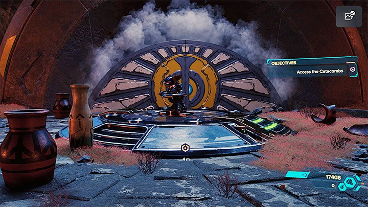 To continue the story, you have to explore the catacombs - interact with the crank of the rotating mechanism - Ratchet & Clank Rift Apart: Reaching the anomalies in the catacombs - walkthrough - Savali - return - Ratchet & Clank Rift Apart Guide