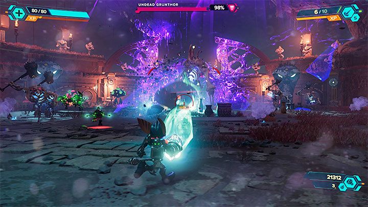 An Undead Grunthor will appear - Ratchet & Clank Rift Apart: Reaching the anomalies in the catacombs - walkthrough - Savali - return - Ratchet & Clank Rift Apart Guide