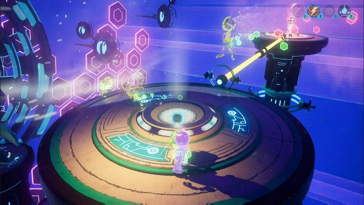 There, use the electric sphere on the slot and touch the cable to transport Clank to the next platform - Ratchet & Clank Rift Apart: Reaching the anomalies in the catacombs - walkthrough - Savali - return - Ratchet & Clank Rift Apart Guide