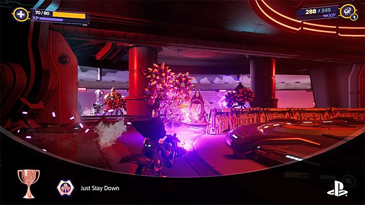 The catapulted soldier's head will proceed to attack the controlled character - Ratchet & Clank Rift Apart: Trophies - List - Appendix - Ratchet & Clank Rift Apart Guide