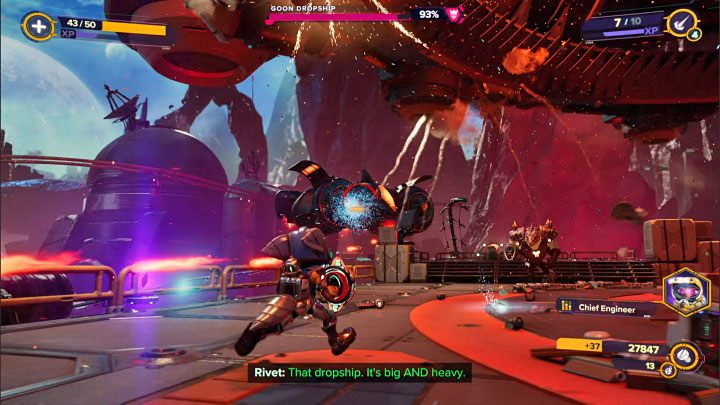 As for the Goon Dropship itself, avoid its laser attacks at all costs - Ratchet & Clank Rift Apart: Obtaining the Phase Quartz and Escape - Blizar Prime - Ratchet & Clank Rift Apart Guide