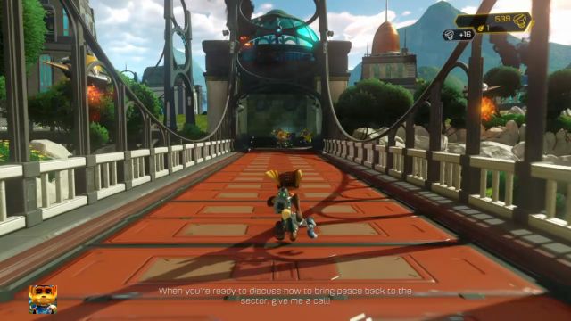 Enemies can blast holes in the bridge. - Ratchet & Clank: Planet Novalis - Walkthrough - Walkthrough - Ratchet and Clank Game Guide & Walkthrough