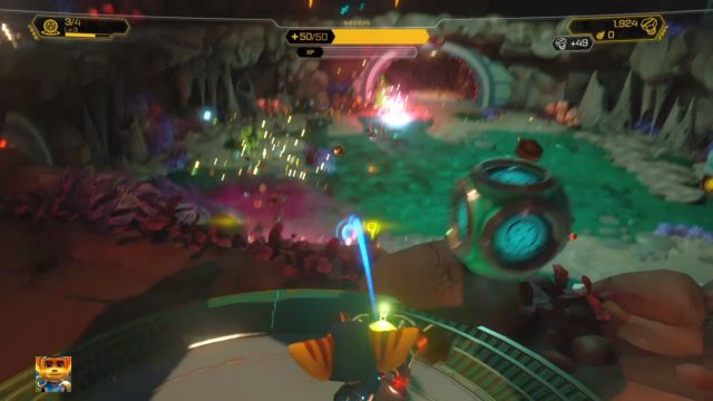 Attack the enemies while standing on the elevation. - Ratchet & Clank: Planet Rilgar - Walkthrough - Walkthrough - Ratchet and Clank Game Guide & Walkthrough