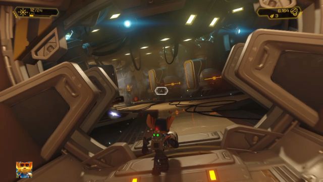 Narrow corridors of the ship are filled with enemies. - Ratchet & Clank: Planet Nebula G34 - Walkthrough - Walkthrough - Ratchet and Clank Game Guide & Walkthrough