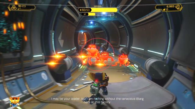 Predator Launcher allows you to target up to 4 targets simultaneously. - Ratchet & Clank: Planet Nebula G34 - Walkthrough - Walkthrough - Ratchet and Clank Game Guide & Walkthrough
