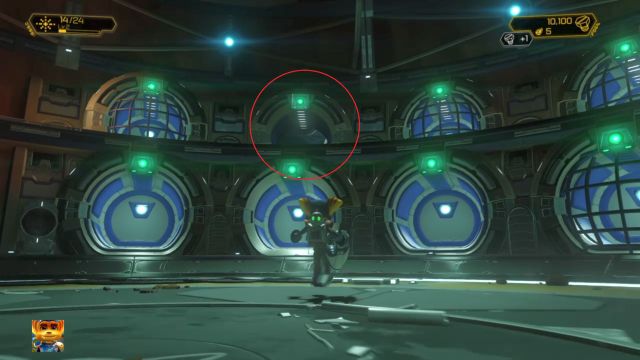 The location of a Gold Bolt. - Ratchet & Clank: Planet Nebula G34 - Walkthrough - Walkthrough - Ratchet and Clank Game Guide & Walkthrough