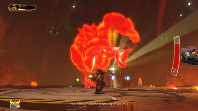 You can force the enemy to dance with the Groovitron. - Ratchet & Clank: Planet Nebula G34 - Walkthrough - Walkthrough - Ratchet and Clank Game Guide & Walkthrough