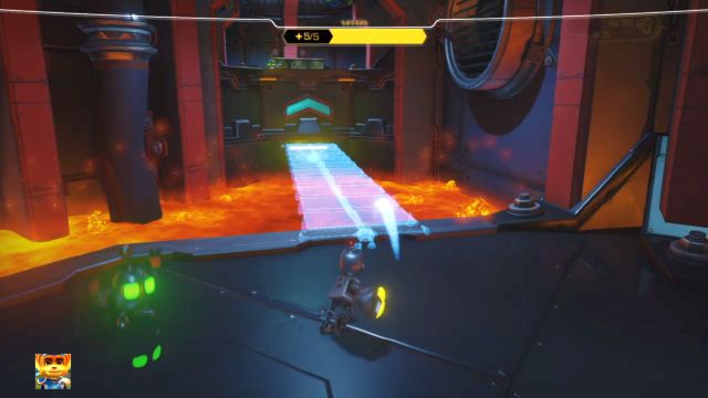 And here towards the robot on the elevation. - Ratchet & Clank: Planet Quartu - Walkthrough - Walkthrough - Ratchet and Clank Game Guide & Walkthrough