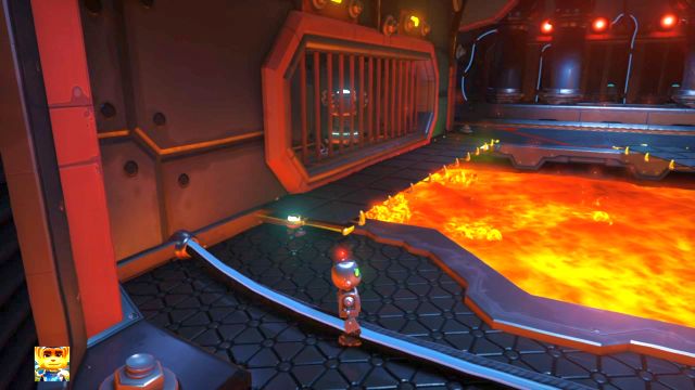The second bridge over the lava, right next to a power coil. - Ratchet & Clank: Planet Quartu - Walkthrough - Walkthrough - Ratchet and Clank Game Guide & Walkthrough
