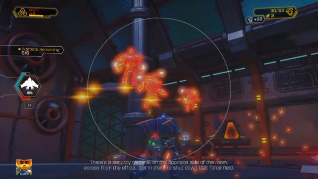 There will be a specific number of robots to destroy. - Ratchet & Clank: Planet Quartu - Walkthrough - Walkthrough - Ratchet and Clank Game Guide & Walkthrough