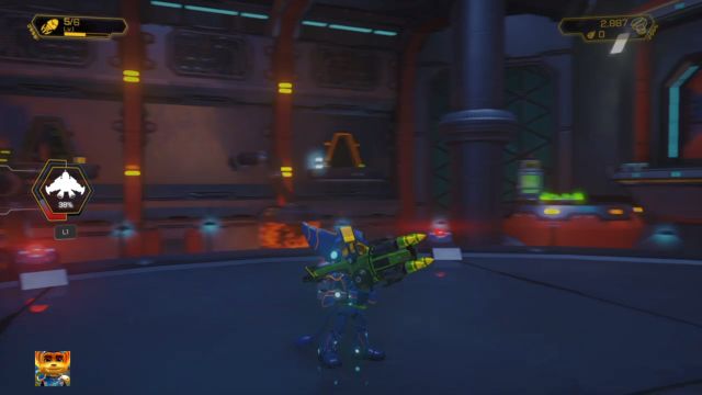 The entrance to the room with the Gold Bolt can be seen in the distance. - Ratchet & Clank: Planet Quartu - Walkthrough - Walkthrough - Ratchet and Clank Game Guide & Walkthrough
