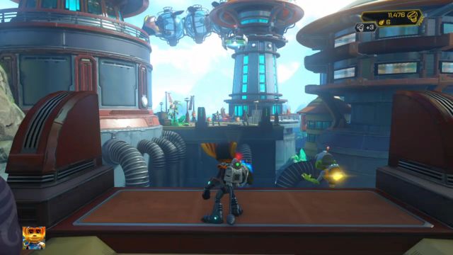 Another crossing and a button to activate the bridge on the other side. - Ratchet & Clank: Planet Pokitaru - Walkthrough - Walkthrough - Ratchet and Clank Game Guide & Walkthrough