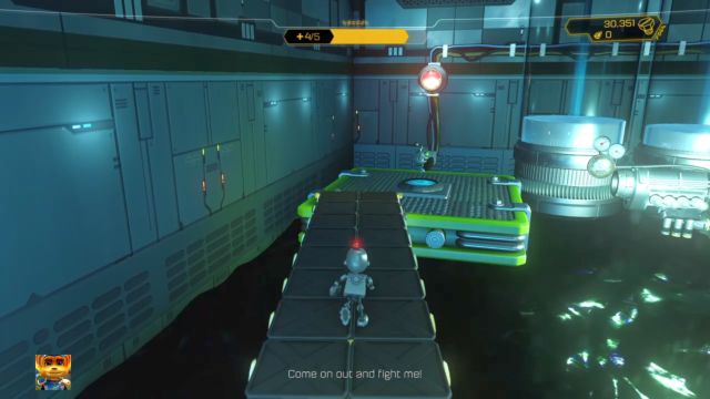 The green, moving platform. - Ratchet & Clank: Deplanetizer - Walkthrough - Walkthrough - Ratchet and Clank Game Guide & Walkthrough