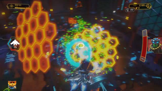 ... and behind her shield. - Ratchet & Clank: Mrs. Zurkon - boss, how to beat? - Bosses - Ratchet and Clank Game Guide & Walkthrough