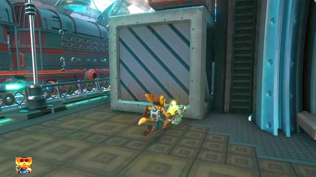 Climb up this box to reach the Gold Bolt. - Ratchet & Clank: Gold Bolts - list - Collectibles - Ratchet and Clank Game Guide & Walkthrough