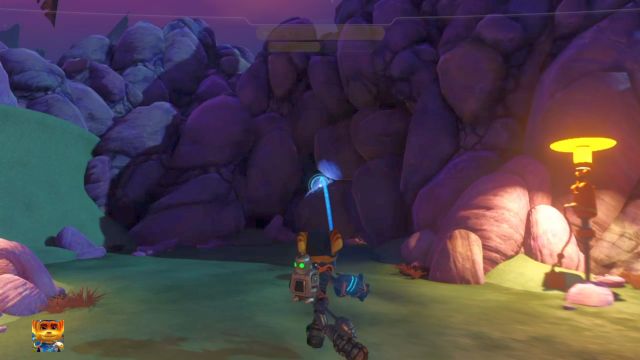 A wall blocking the secret passage to the Gold Bolt. - Ratchet & Clank: Gold Bolts - list - Collectibles - Ratchet and Clank Game Guide & Walkthrough