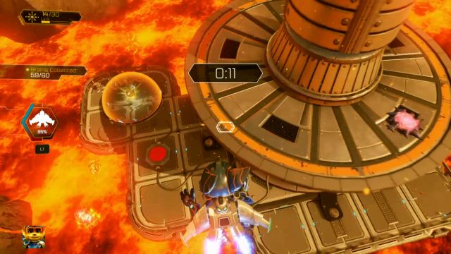 A Gold Bolt hidden behind a barrier. - Ratchet & Clank: Gold Bolts - list - Collectibles - Ratchet and Clank Game Guide & Walkthrough