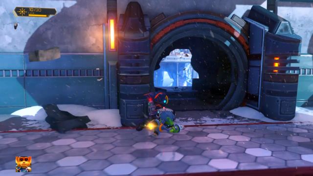 The breach in the wall leading to a Gold Bolt. - Ratchet & Clank: Gold Bolts - list - Collectibles - Ratchet and Clank Game Guide & Walkthrough
