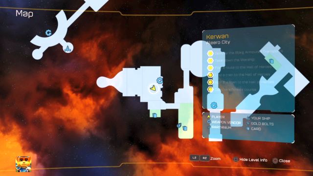 The puzzle is located to the south from the store. - Ratchet & Clank: Trespasser puzzle - list - Collectibles - Ratchet and Clank Game Guide & Walkthrough