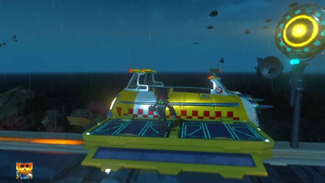 Use the taxi to get to the upper level of the building. - Ratchet & Clank: RYNO holocards - list - Collectibles - Ratchet and Clank Game Guide & Walkthrough