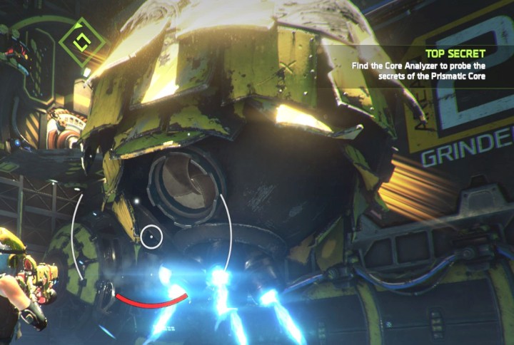 During the battle with Master Corebyte Scavenger, remember to attack the lit holes. - Mission 7: Top Secret | Walkthrough - Walkthrough - ReCore Game Guide