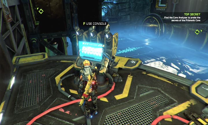 The console will allow you to move the ramp for Seth, and reach the otherwise inaccessible location - Mission 7: Top Secret | Walkthrough - Walkthrough - ReCore Game Guide