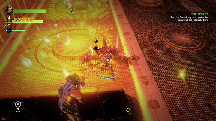 This encounter can be difficult as a result of the burning floor, to which your enemies are invincible. - Mission 7: Top Secret | Walkthrough - Walkthrough - ReCore Game Guide