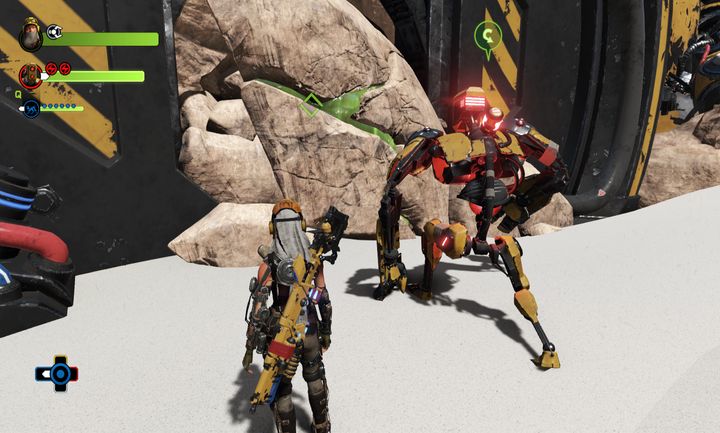 Duncan will easily clear a blocked passage - Mission 8: Exclusion Zone | Walkthrough - Walkthrough - ReCore Game Guide