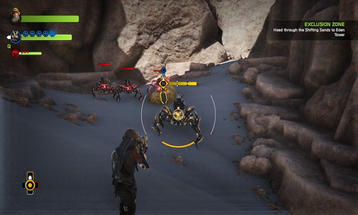 The capsule with the core will be guarded by a few SP-DRs. - Mission 8: Exclusion Zone | Walkthrough - Walkthrough - ReCore Game Guide