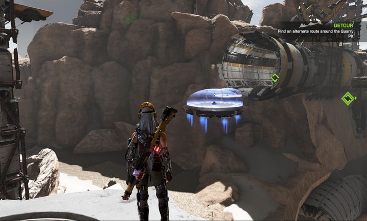 The platforms are pretty removed, so you need to use the sprint-jump-sprint combination to reach them. - Mission 5: Is Anybody Out There? | Walkthrough - Walkthrough - ReCore Game Guide
