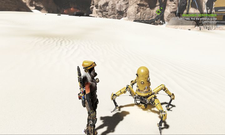 Your new companion is not only different in appearance; he has a number of unique abilities. - Mission 6: Arachnid Acrophobia | Walkthrough - Walkthrough - ReCore Game Guide