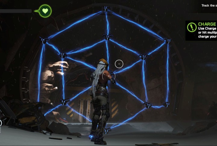 You should aim at the center of the net - more points are rewarded for a larger group of enemies - Mission 1: On the Hunt | Walkthrough - Walkthrough - ReCore Game Guide